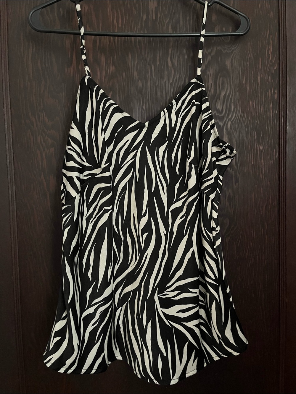 Zebra Print Black & White Spaghetti Strap Tank Top
